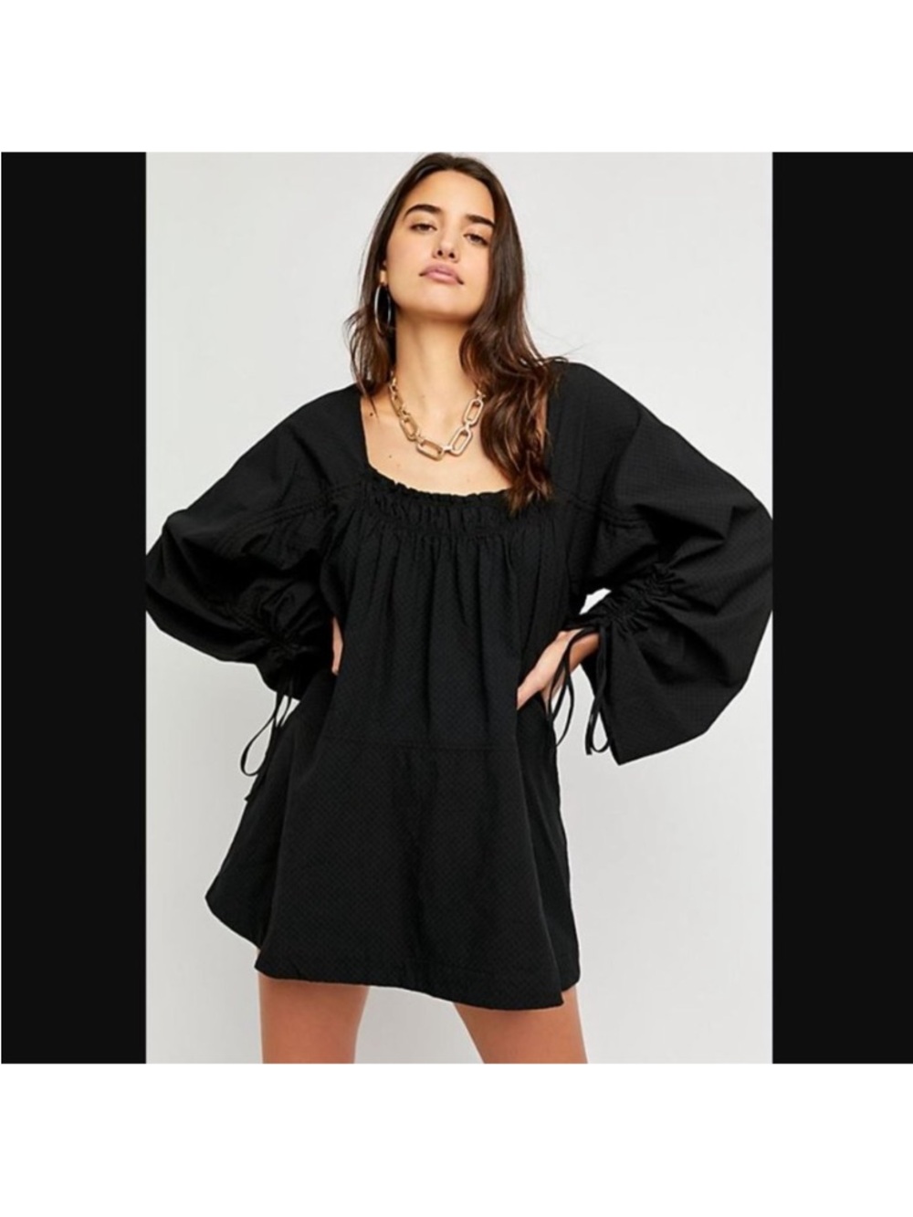 Free People Brynn Tunic Dress in Black Size Small